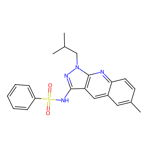 N-(1-isobutyl-6-methyl-1H-pyrazolo[3,4-b]quinolin-3-yl)benzenesulfonamide structure