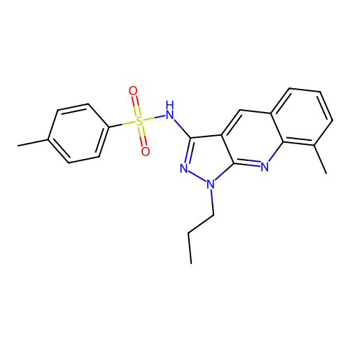 4-methyl-N-(8-methyl-1-propyl-1H-pyrazolo[3,4-b]quinolin-3-yl)benzenesulfonamide structure