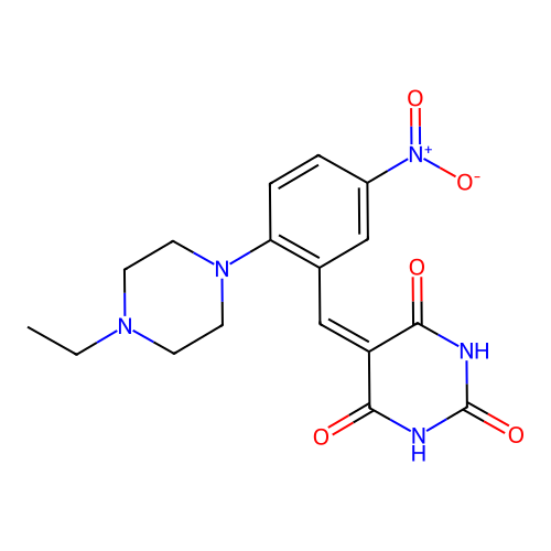 5-[2-(4-Ethyl-piperazin-1-yl)-5-nitro-benzylidene]-pyrimidine-2,4,6-trione structure