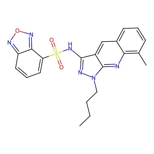 N-(1-butyl-8-methylpyrazolo[3,4-b]quinolin-3-yl)-2,1,3-benzoxadiazole-4-sulfonamide structure