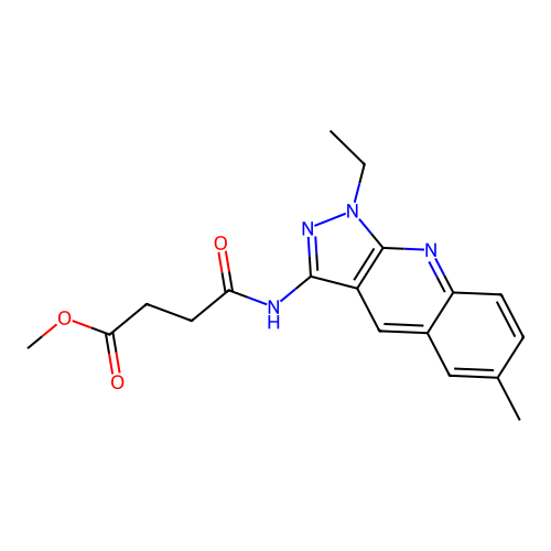 methyl 4-((1-ethyl-6-methyl-1H-pyrazolo[3,4-b]quinolin-3-yl)amino)-4-oxobutanoate structure