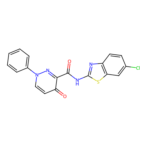 N-(6-chloro-1,3-benzothiazol-2-yl)-4-oxo-1-phenyl-1,4-dihydropyridazine-3-carboxamide structure