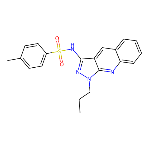 4-methyl-N-(1-propyl-1H-pyrazolo[3,4-b]quinolin-3-yl)benzenesulfonamide structure