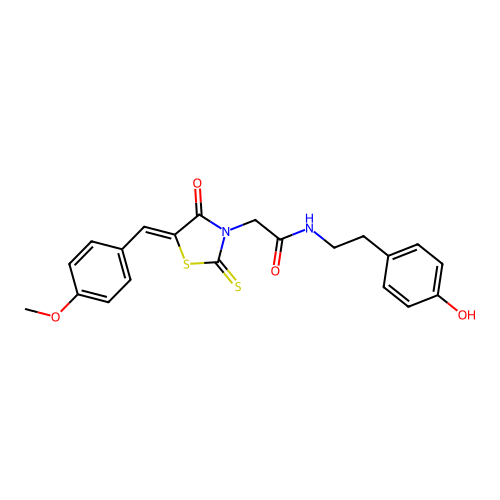 (Z)-N-(4-hydroxyphenethyl)-2-(5-(4-methoxybenzylidene)-4-oxo-2-thioxothiazolidin-3-yl)acetamide structure