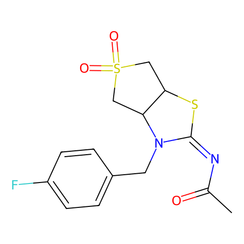 N-[(2E)-3-(4-fluorobenzyl)-5,5-dioxidotetrahydrothieno[3,4-d][1,3]thiazol-2(3H)-ylidene]acetamide structure