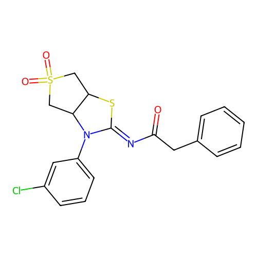 N-[(2E)-3-(3-chlorophenyl)-5,5-dioxidotetrahydrothieno[3,4-d][1,3]thiazol-2(3H)-ylidene]-2-phenylacetamide structure