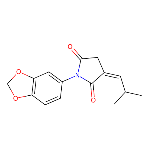 (3Z)-1-(1,3-benzodioxol-5-yl)-3-(2-methylpropylidene)pyrrolidine-2,5-dione structure