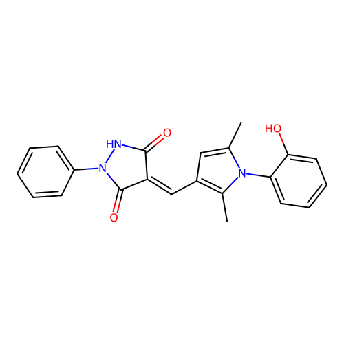 (E)-4-((1-(2-hydroxyphenyl)-2,5-dimethyl-1H-pyrrol-3-yl)methylene)-1-phenylpyrazolidine-3,5-dione structure