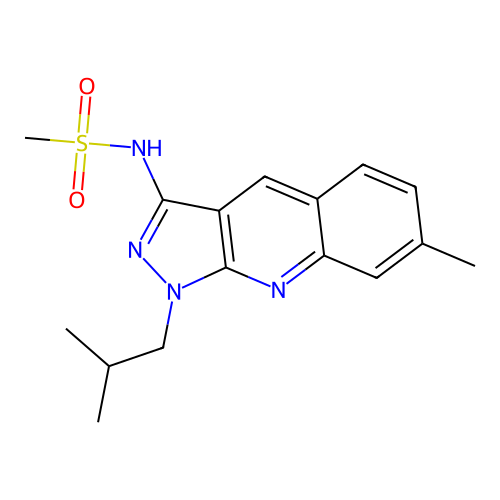 N-(1-isobutyl-7-methyl-1H-pyrazolo[3,4-b]quinolin-3-yl)methanesulfonamide structure