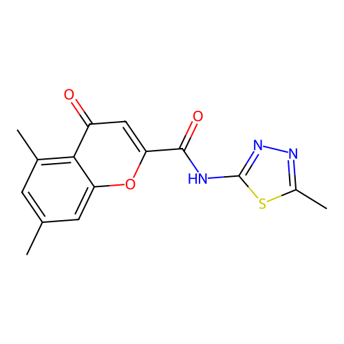 5,7-dimethyl-N-(5-methyl-1,3,4-thiadiazol-2-yl)-4-oxo-4H-chromene-2-carboxamide structure