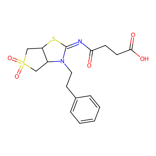 (Z)-4-((5,5-dioxido-3-phenethyltetrahydrothieno[3,4-d]thiazol-2(3H)-ylidene)amino)-4-oxobutanoic acid structure