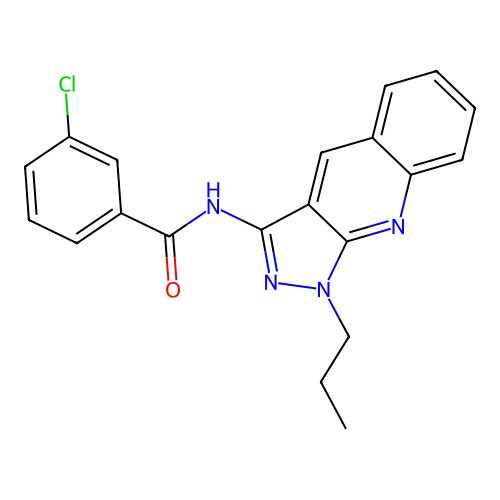 3-chloro-N-(1-propylpyrazolo[3,4-b]quinolin-3-yl)benzamide structure