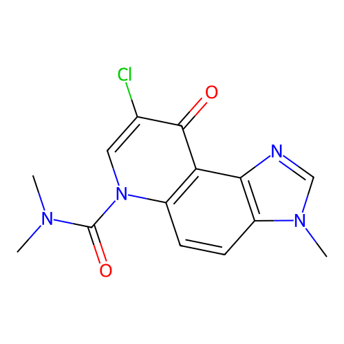 8-chloro-N,N,3-trimethyl-9-oxoimidazo[4,5-f]quinoline-6-carboxamide structure
