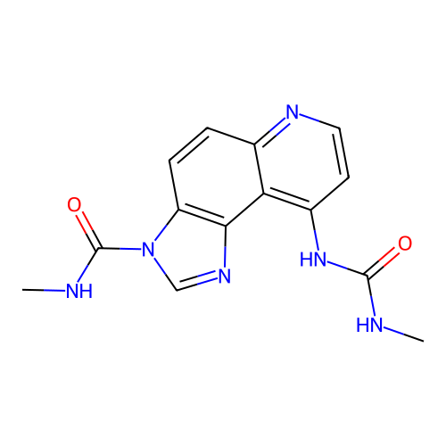 N-methyl-9-(methylcarbamoylamino)imidazo[4,5-f]quinoline-3-carboxamide structure