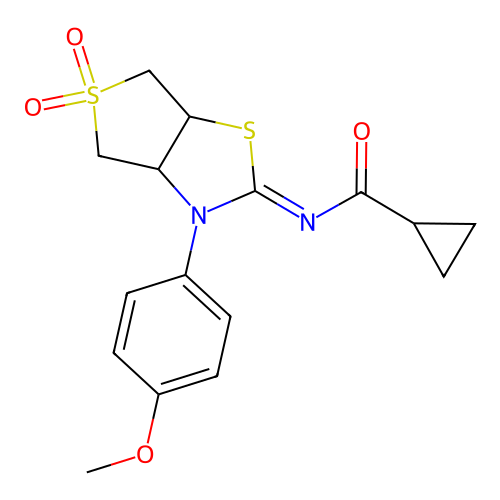 N-[(2Z)-3-(4-methoxyphenyl)-5,5-dioxidotetrahydrothieno[3,4-d][1,3]thiazol-2(3H)-ylidene]cyclopropanecarboxamide structure
