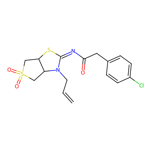 2-(4-chlorophenyl)-N-[(2E)-5,5-dioxido-3-(prop-2-en-1-yl)tetrahydrothieno[3,4-d][1,3]thiazol-2(3H)-ylidene]acetamide structure