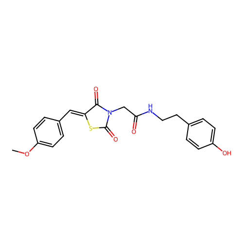 N-[2-(4-hydroxyphenyl)ethyl]-2-[(5Z)-5-(4-methoxybenzylidene)-2,4-dioxo-1,3-thiazolidin-3-yl]acetamide structure