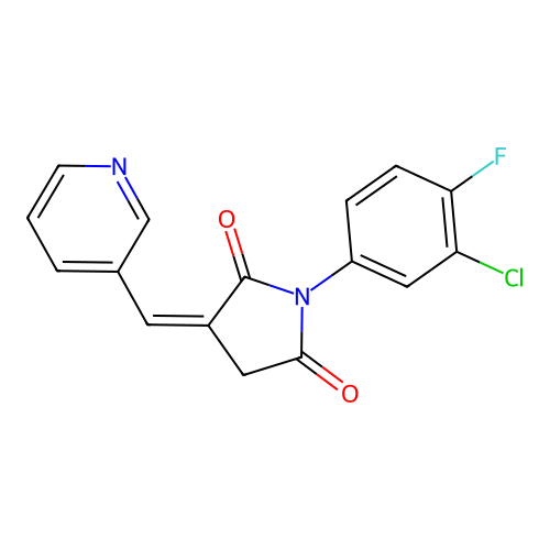 (3Z)-1-(3-chloro-4-fluorophenyl)-3-(pyridin-3-ylmethylidene)pyrrolidine-2,5-dione structure