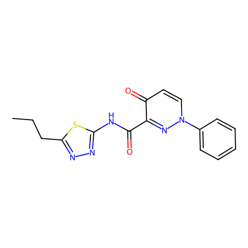4-oxo-1-phenyl-N-(5-propyl-1,3,4-thiadiazol-2-yl)-1,4-dihydropyridazine-3-carboxamide structure