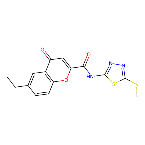 6-ethyl-N-[5-(methylsulfanyl)-1,3,4-thiadiazol-2-yl]-4-oxo-4H-chromene-2-carboxamide structure