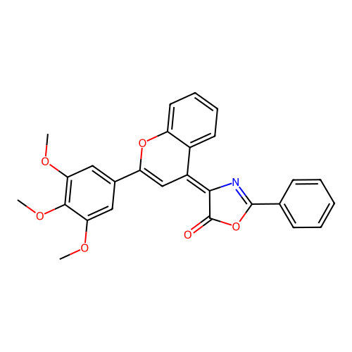 (4Z)-2-phenyl-4-[2-(3,4,5-trimethoxyphenyl)-4H-chromen-4-ylidene]-1,3-oxazol-5(4H)-one structure