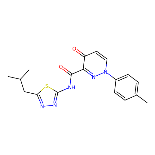 1-(4-methylphenyl)-N-[5-(2-methylpropyl)-1,3,4-thiadiazol-2-yl]-4-oxo-1,4-dihydropyridazine-3-carboxamide structure