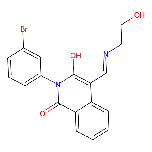 2-(3-bromophenyl)-4-[(2-hydroxyethylamino)methylidene]isoquinoline-1,3-dione structure