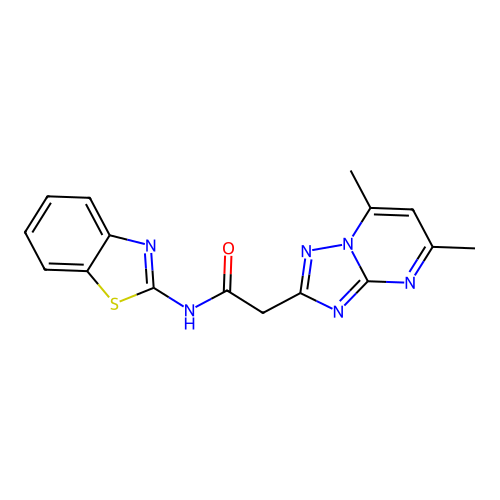 N-(1,3-benzothiazol-2-yl)-2-(5,7-dimethyl[1,2,4]triazolo[1,5-a]pyrimidin-2-yl)acetamide structure