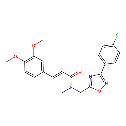 (2E)-N-{[3-(4-chlorophenyl)-1,2,4-oxadiazol-5-yl]methyl}-3-(3,4-dimethoxyphenyl)-N-methylprop-2-enamide structure