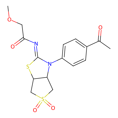 (Z)-N-(3-(4-acetylphenyl)-5,5-dioxidotetrahydrothieno[3,4-d]thiazol-2(3H)-ylidene)-2-methoxyacetamide structure