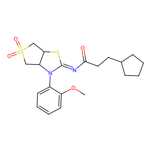 (Z)-3-cyclopentyl-N-(3-(2-methoxyphenyl)-5,5-dioxidotetrahydrothieno[3,4-d]thiazol-2(3H)-ylidene)propanamide structure