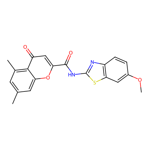 N-(6-methoxy-1,3-benzothiazol-2-yl)-5,7-dimethyl-4-oxo-4H-chromene-2-carboxamide structure