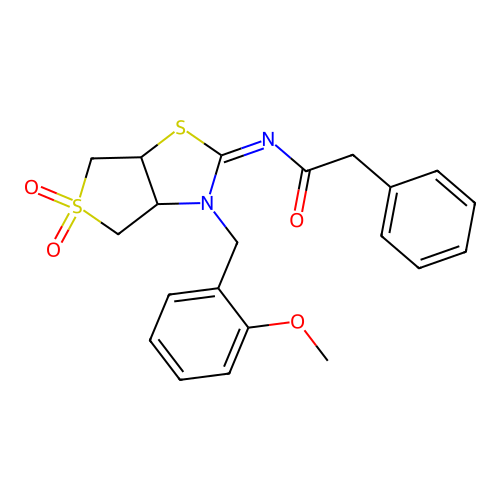 (Z)-N-(3-(2-methoxybenzyl)-5,5-dioxidotetrahydrothieno[3,4-d]thiazol-2(3H)-ylidene)-2-phenylacetamide structure