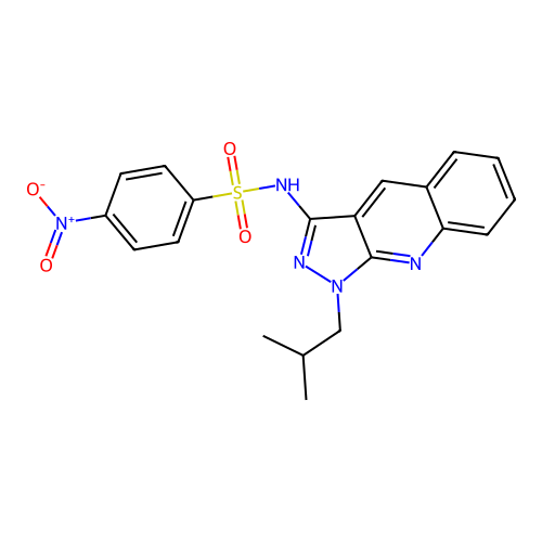 N-[1-(2-methylpropyl)pyrazolo[3,4-b]quinolin-3-yl]-4-nitrobenzenesulfonamide structure