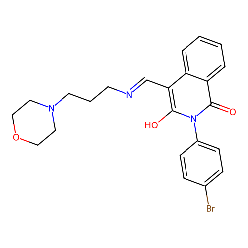 2-(4-bromophenyl)-4-[(3-morpholin-4-ylpropylamino)methylidene]isoquinoline-1,3-dione structure