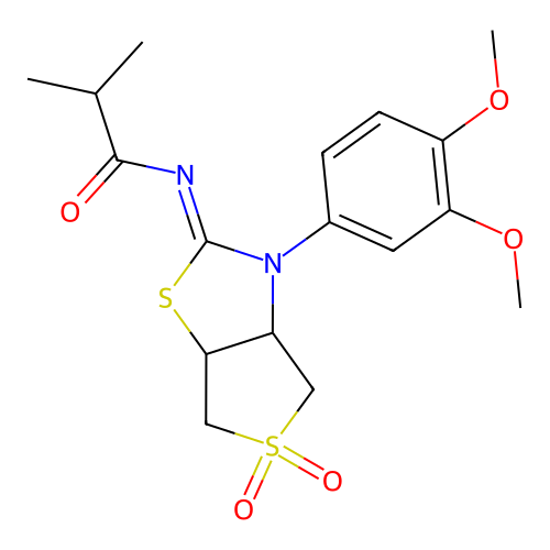 (Z)-N-(3-(3,4-dimethoxyphenyl)-5,5-dioxidotetrahydrothieno[3,4-d]thiazol-2(3H)-ylidene)isobutyramide structure