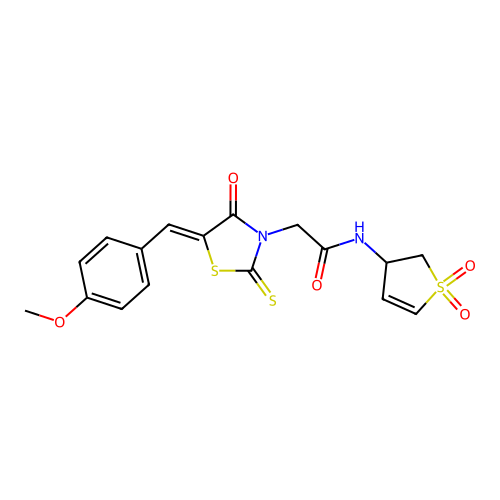 (Z)-N-(1,1-dioxido-2,3-dihydrothiophen-3-yl)-2-(5-(4-methoxybenzylidene)-4-oxo-2-thioxothiazolidin-3-yl)acetamide structure