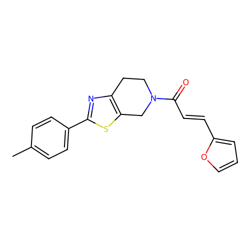 (2E)-3-(furan-2-yl)-1-[2-(4-methylphenyl)-6,7-dihydro[1,3]thiazolo[5,4-c]pyridin-5(4H)-yl]prop-2-en-1-one structure