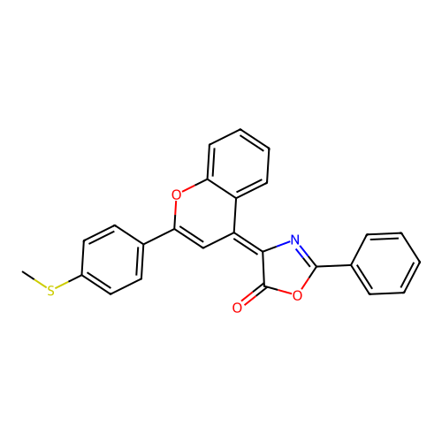 (4Z)-4-[2-(4-methylsulfanylphenyl)chromen-4-ylidene]-2-phenyl-1,3-oxazol-5-one structure