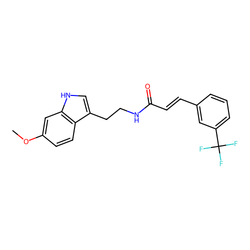 (2E)-N-[2-(6-methoxy-1H-indol-3-yl)ethyl]-3-[3-(trifluoromethyl)phenyl]prop-2-enamide structure