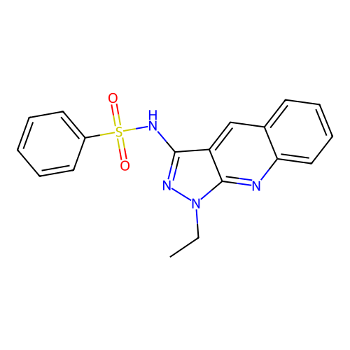 N-(1-ethylpyrazolo[3,4-b]quinolin-3-yl)benzenesulfonamide structure