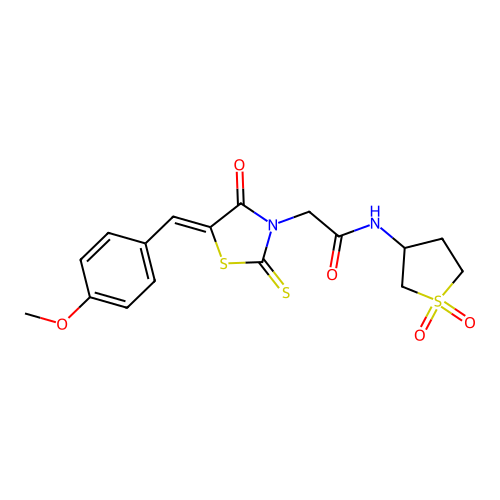 (Z)-N-(1,1-dioxidotetrahydrothiophen-3-yl)-2-(5-(4-methoxybenzylidene)-4-oxo-2-thioxothiazolidin-3-yl)acetamide structure