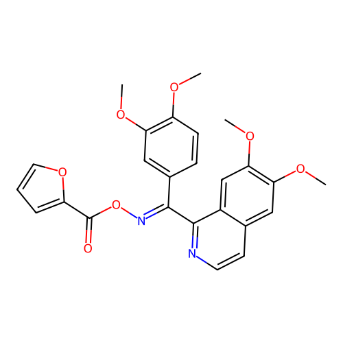 (E)-(6,7-dimethoxyisoquinolin-1-yl)(3,4-dimethoxyphenyl)methanone O-furan-2-carbonyl oxime structure