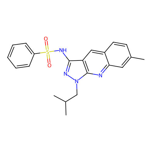 N-(1-isobutyl-7-methyl-1H-pyrazolo[3,4-b]quinolin-3-yl)benzenesulfonamide structure