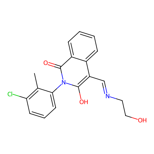 2-(3-chloro-2-methyl-phenyl)-4-[(2-hydroxyethylamino)methylidene]isoquinoline-1,3-dione structure