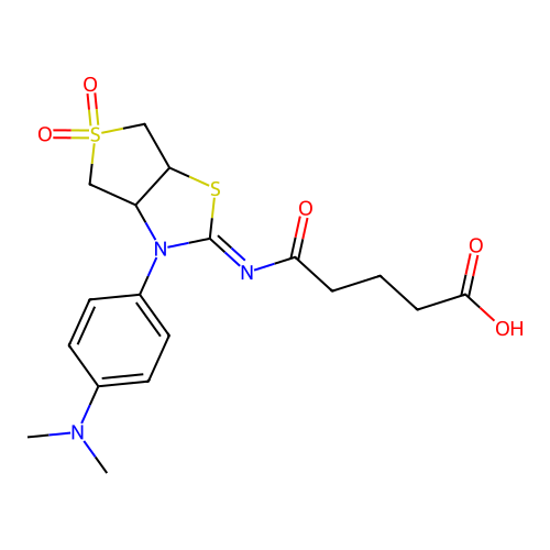 5-{[(2Z)-3-[4-(dimethylamino)phenyl]-5,5-dioxidotetrahydrothieno[3,4-d][1,3]thiazol-2(3H)-ylidene]amino}-5-oxopentanoic acid structure