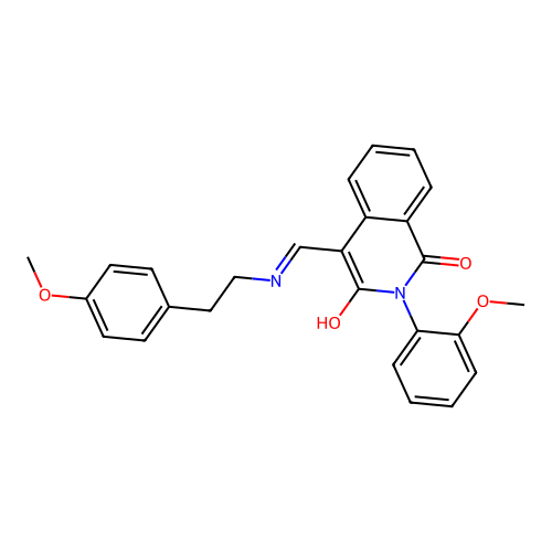 2-(2-methoxyphenyl)-4-[[2-(4-methoxyphenyl)ethylamino]methylidene]isoquinoline-1,3-dione structure