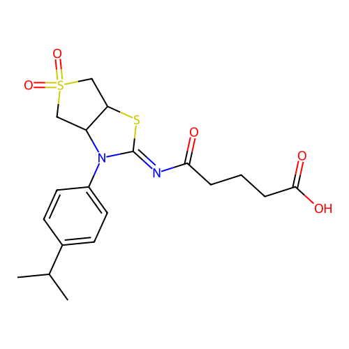 5-{[(2Z)-5,5-dioxido-3-[4-(propan-2-yl)phenyl]tetrahydrothieno[3,4-d][1,3]thiazol-2(3H)-ylidene]amino}-5-oxopentanoic acid structure