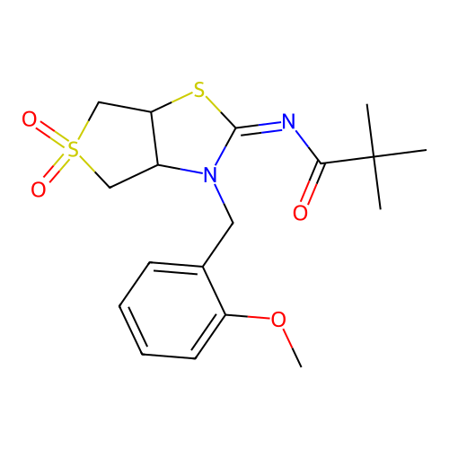 (Z)-N-(3-(2-methoxybenzyl)-5,5-dioxidotetrahydrothieno[3,4-d]thiazol-2(3H)-ylidene)pivalamide structure