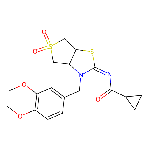 (Z)-N-(3-(3,4-dimethoxybenzyl)-5,5-dioxidotetrahydrothieno[3,4-d]thiazol-2(3H)-ylidene)cyclopropanecarboxamide structure